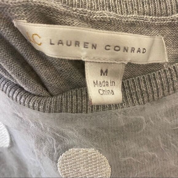 LC Lauren Conrad Polka Dot Tulle Sweater Sz M - Picture 4 of 5